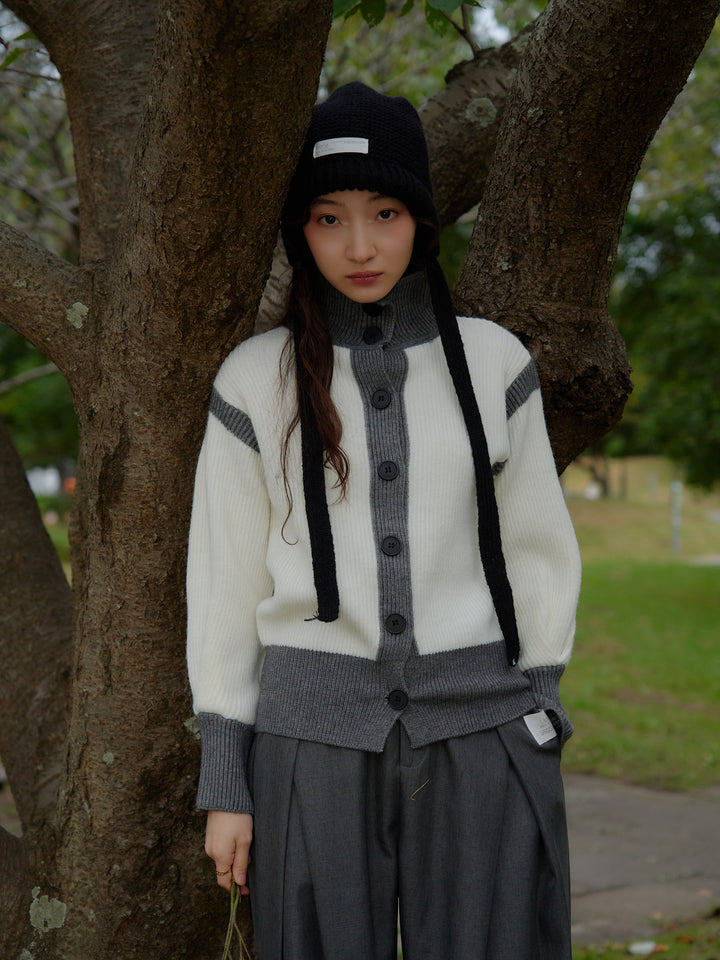 color block knit cardigan