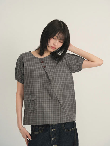 asymmetry check blouse