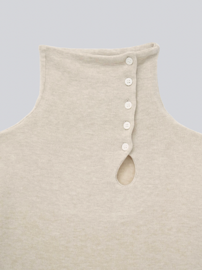 button high neck knit
