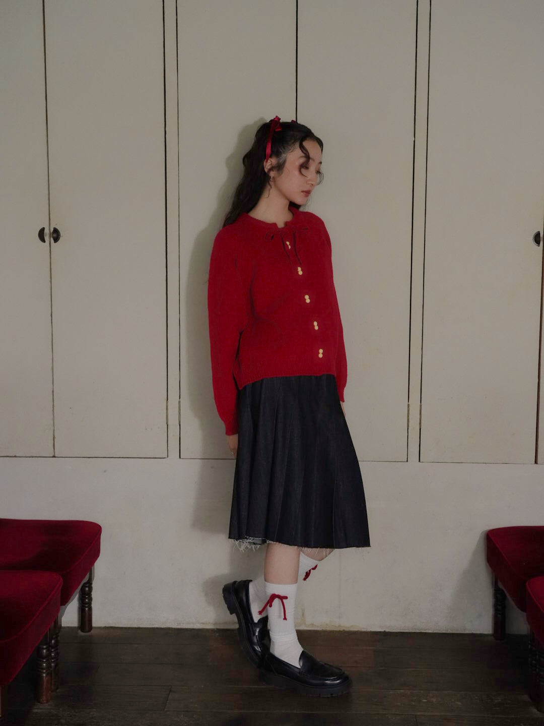 ribbon tie knit cardigan 【 11/6 19:00 発売予定 】