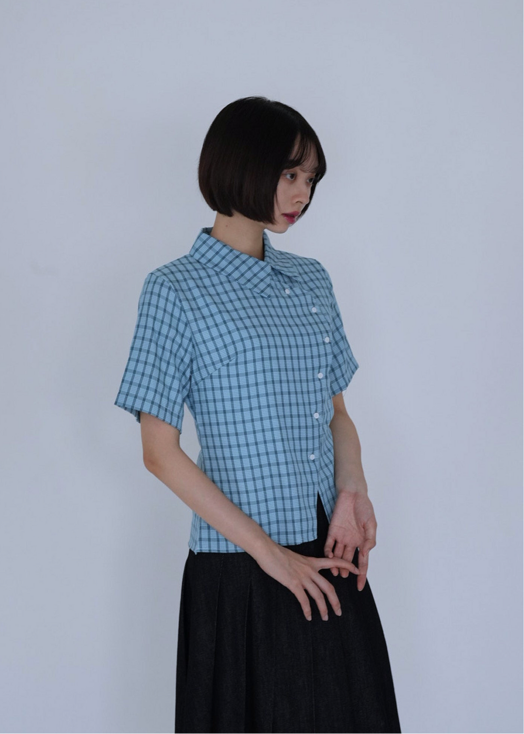 retro check button shirt