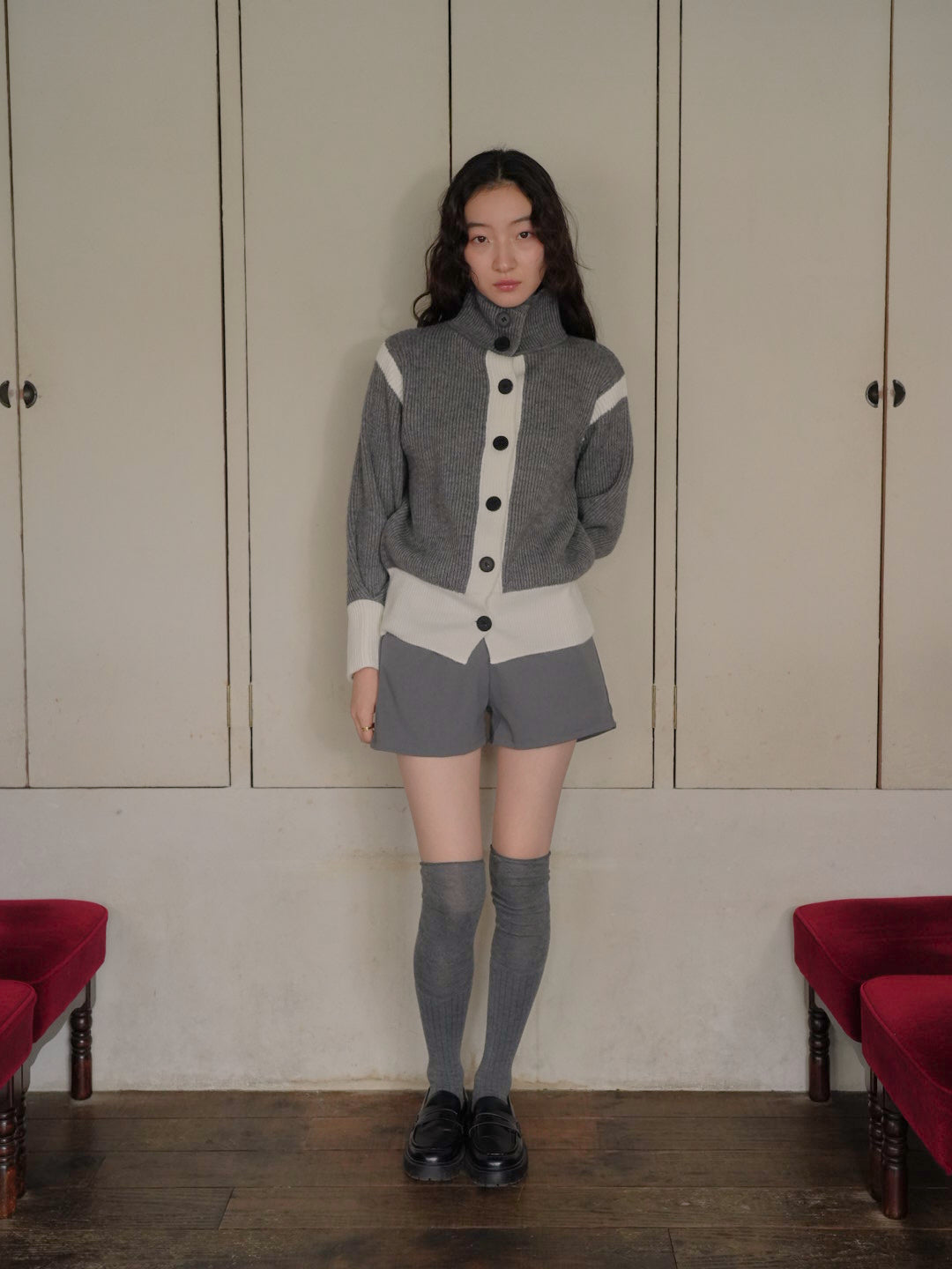 color block knit cardigan