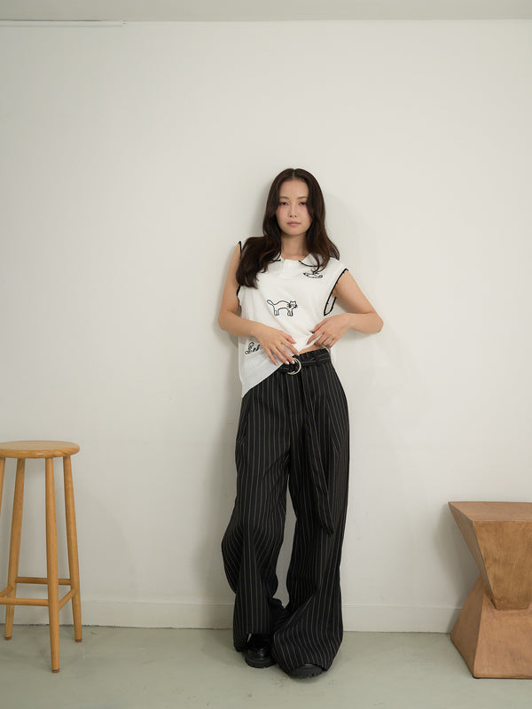 stripe wide pants