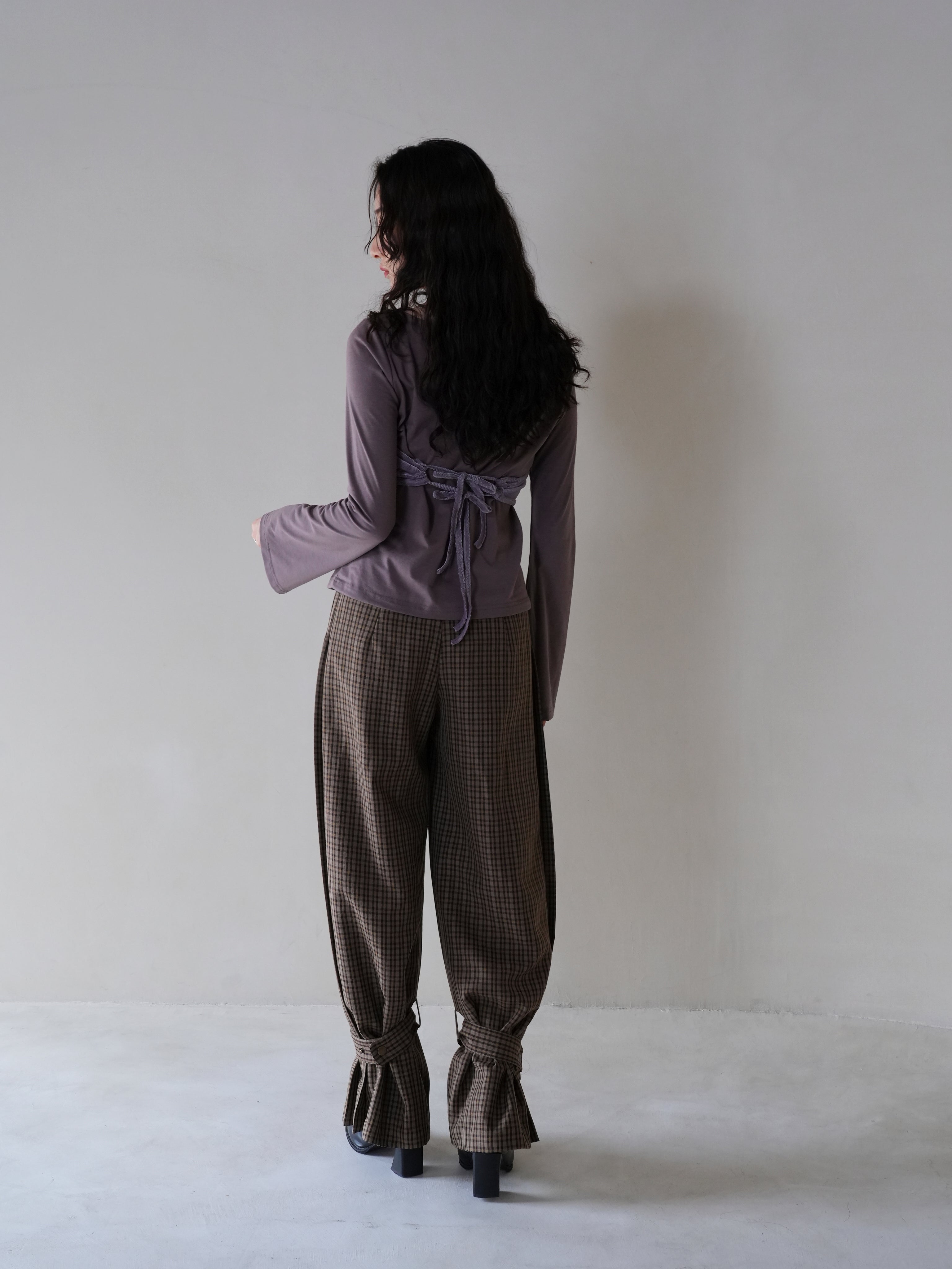 2way check wide pants