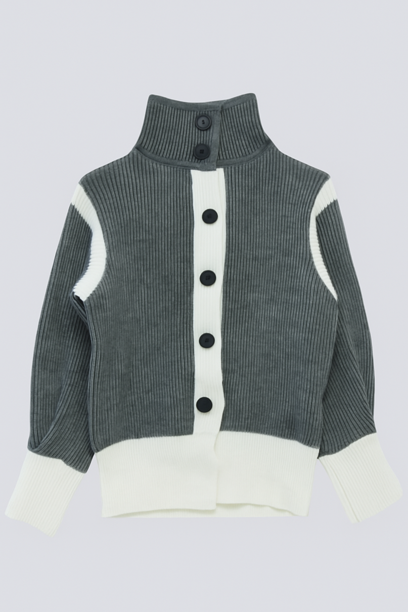 color block knit cardigan
