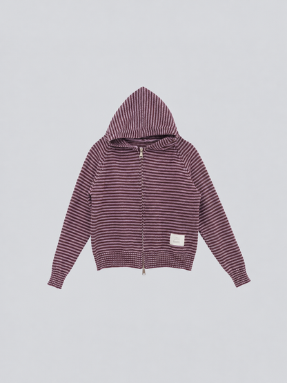 border knit zip hoodie