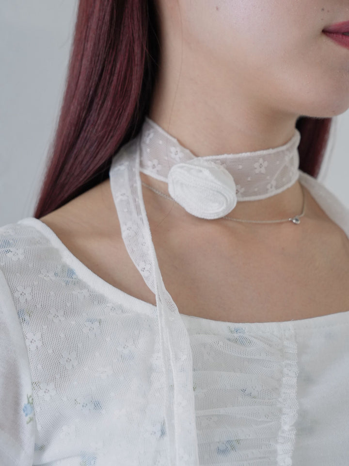 【7月上旬発送予定】mesh ruched floral top