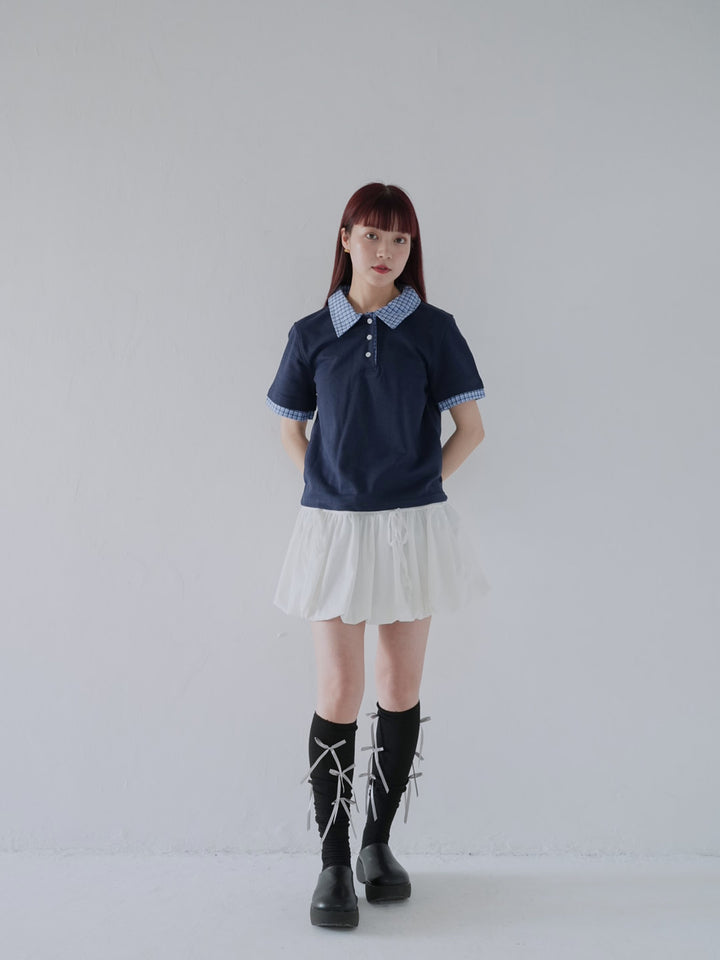 patchwork check polo shirts