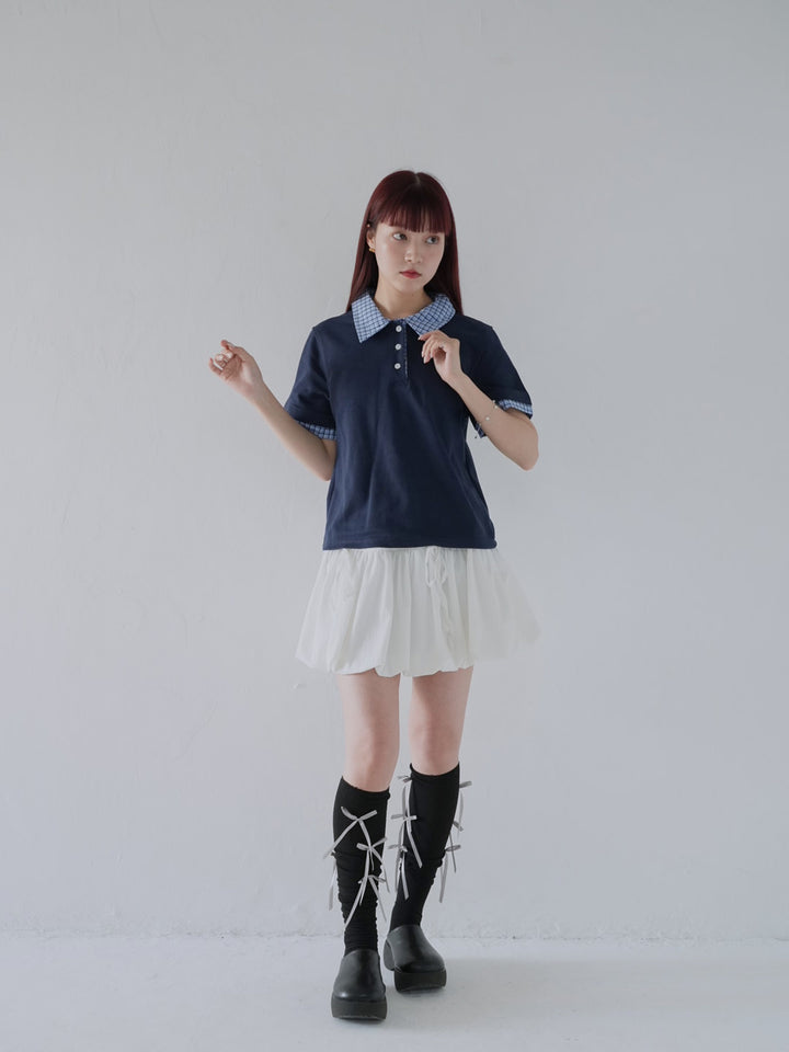 patchwork check polo shirts