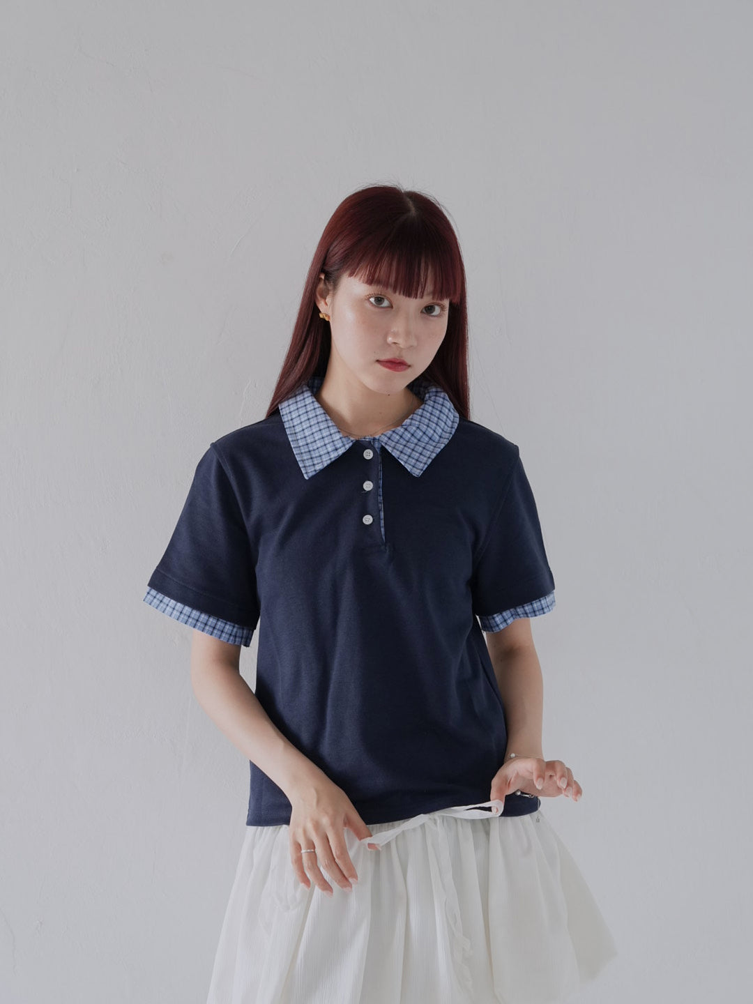 patchwork check polo shirts