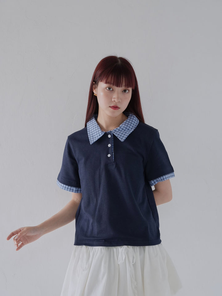 patchwork check polo shirts