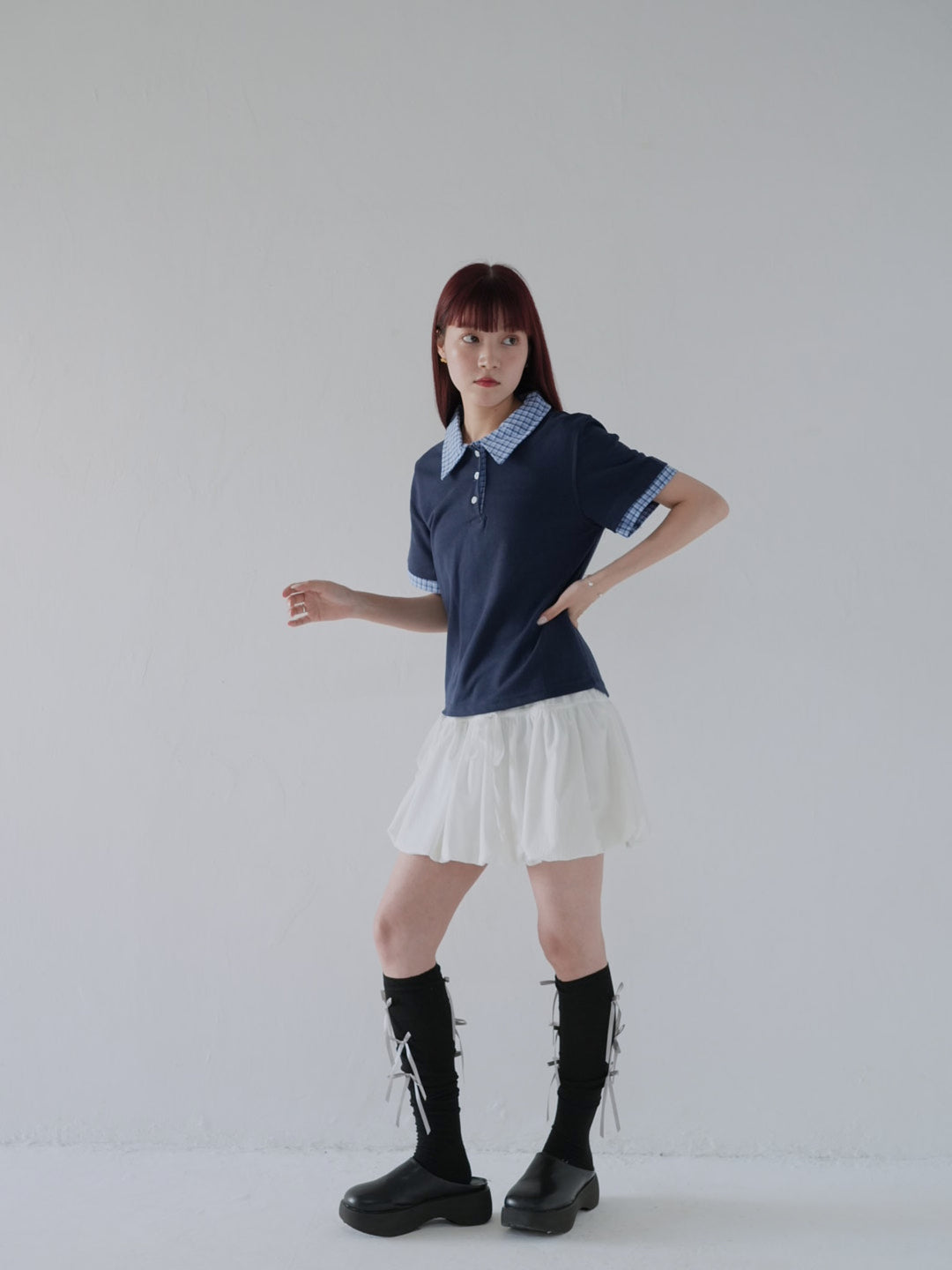 patchwork check polo shirts
