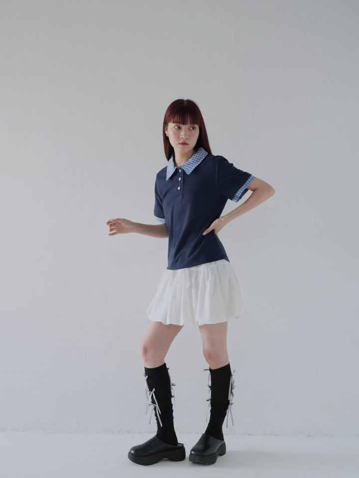 patchwork check polo shirts