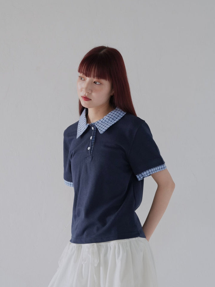 patchwork check polo shirts