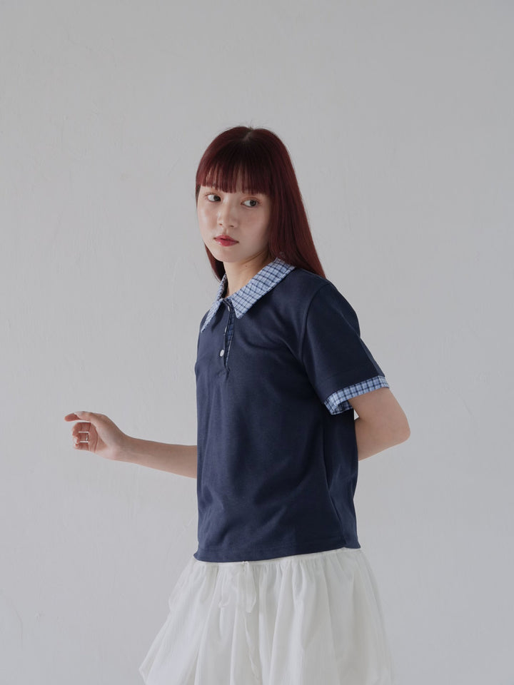 patchwork check polo shirts