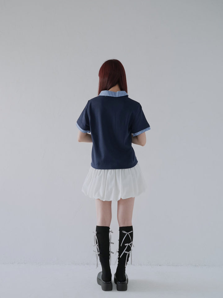 patchwork check polo shirts