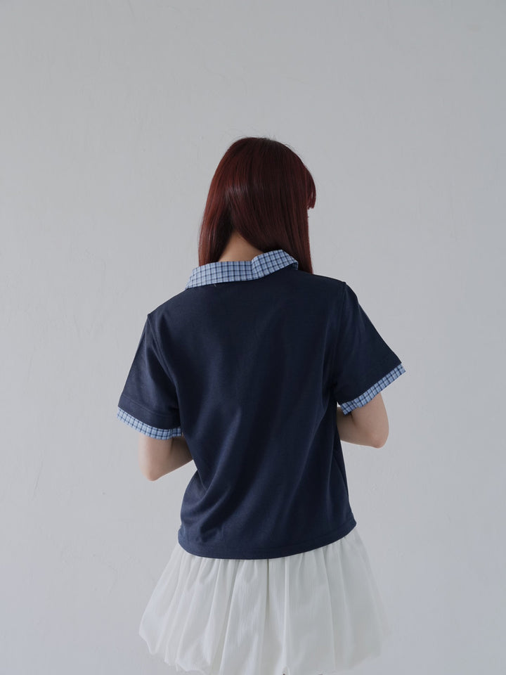 patchwork check polo shirts
