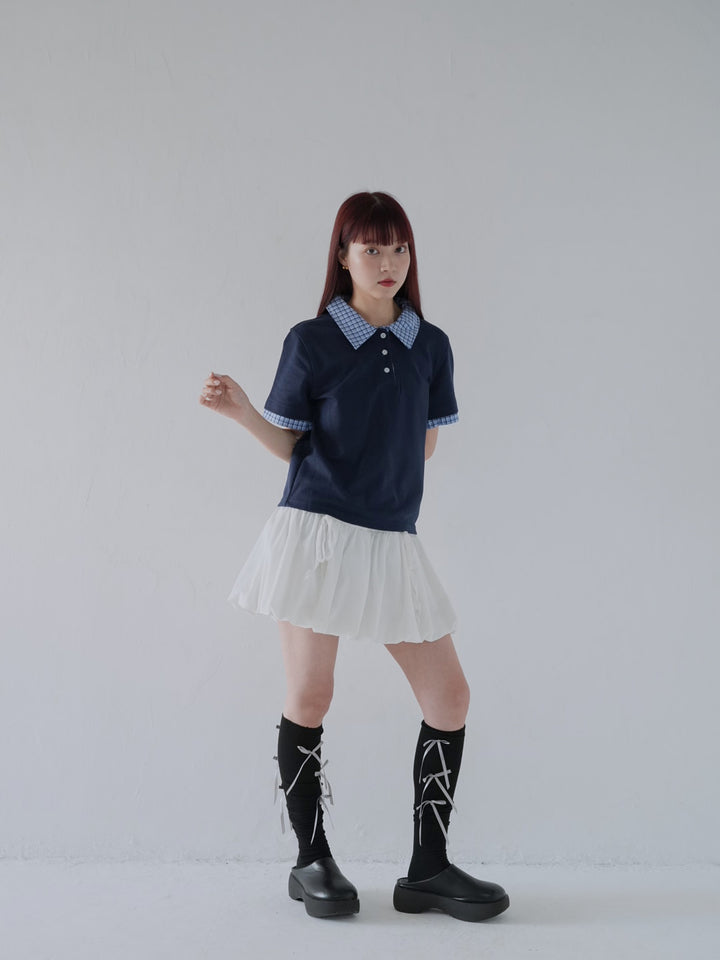 patchwork check polo shirts