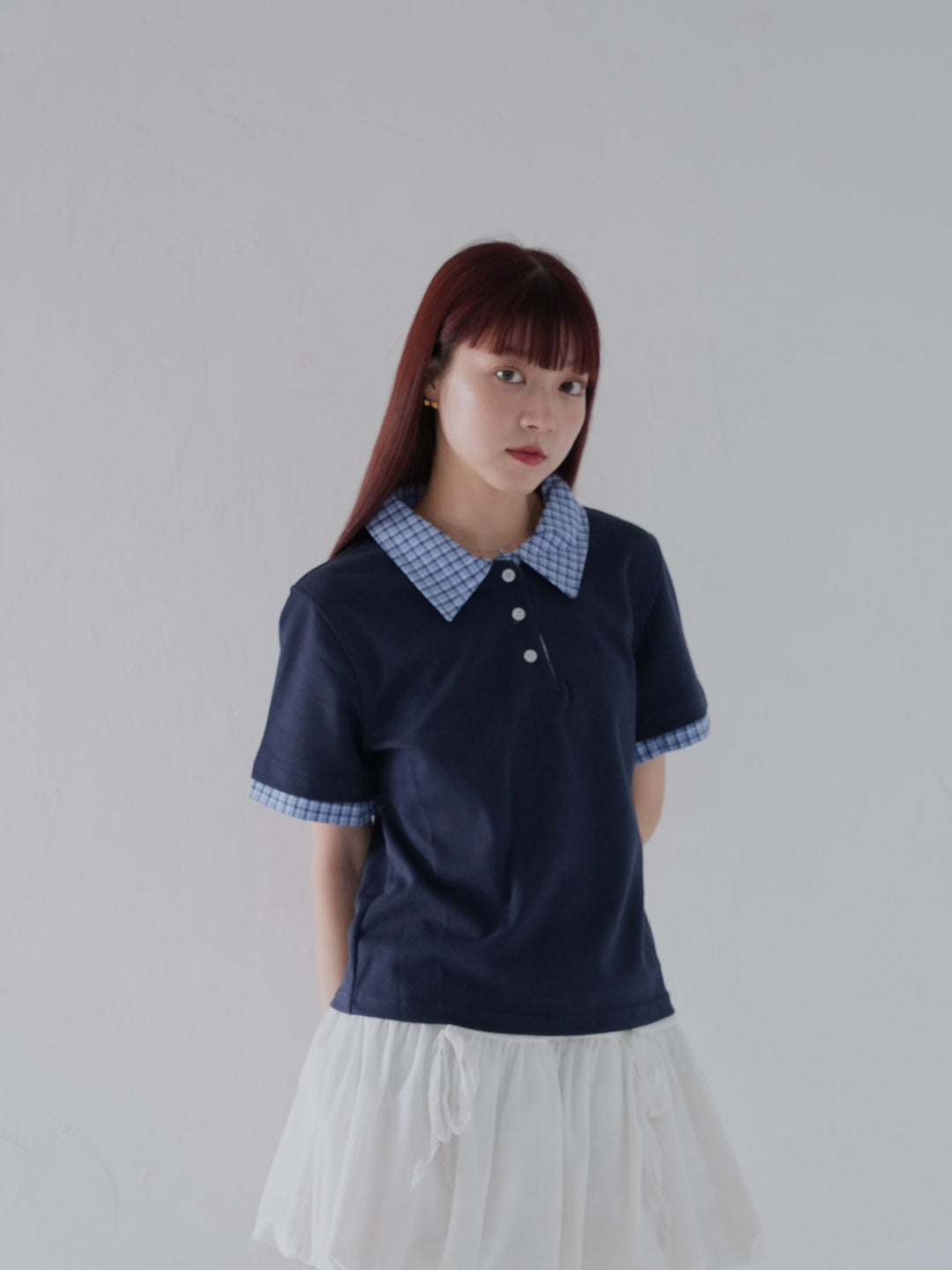 patchwork check polo shirts