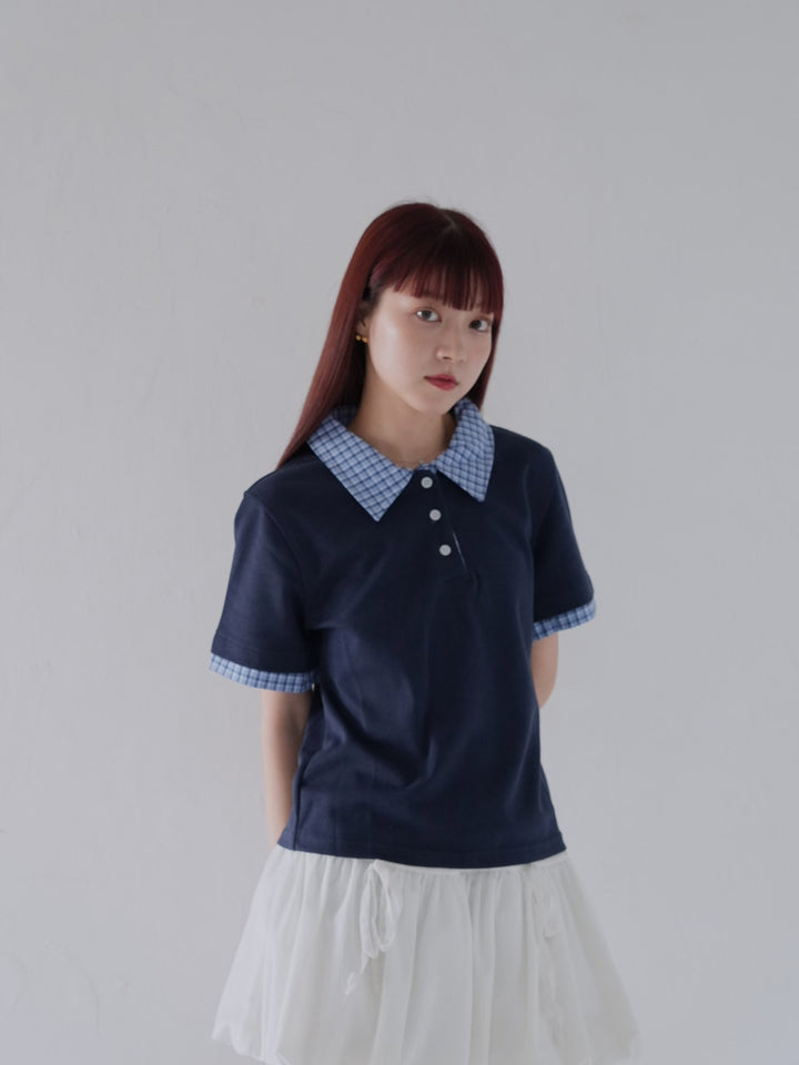 patchwork check polo shirts