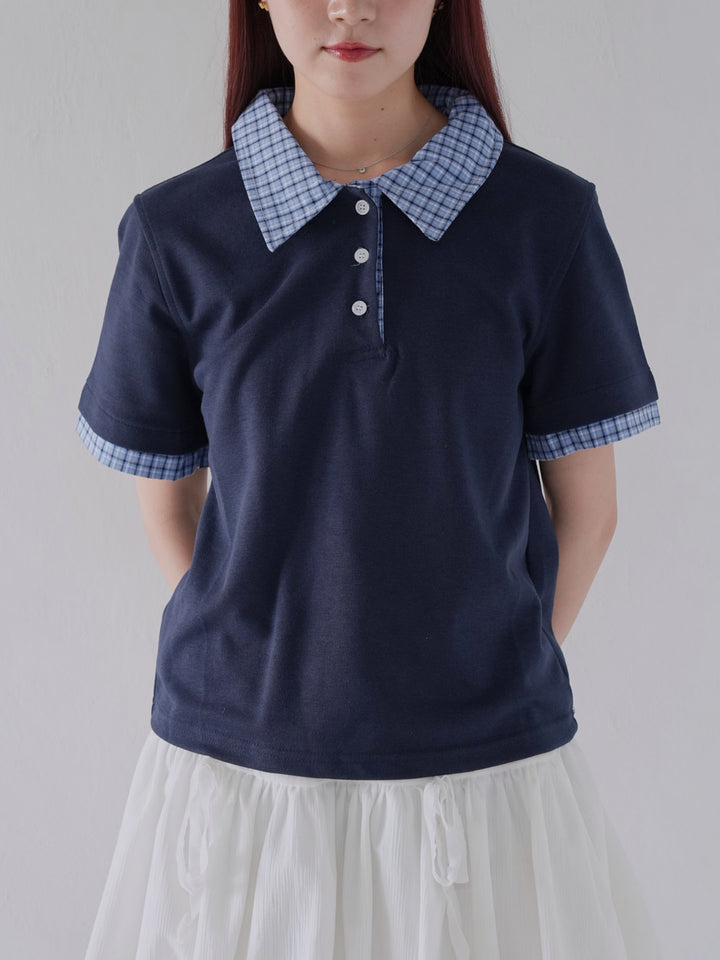 patchwork check polo shirts