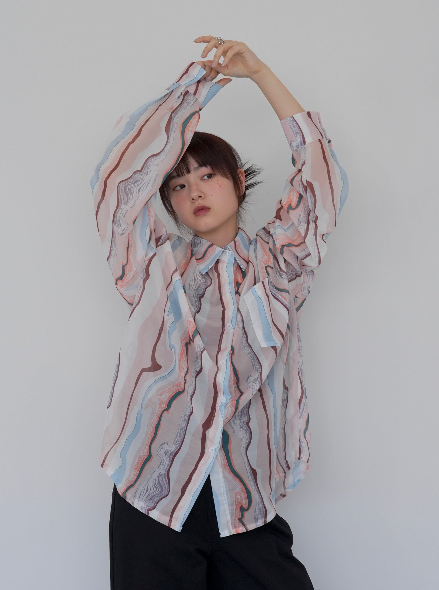 pastel marble sheer shirt