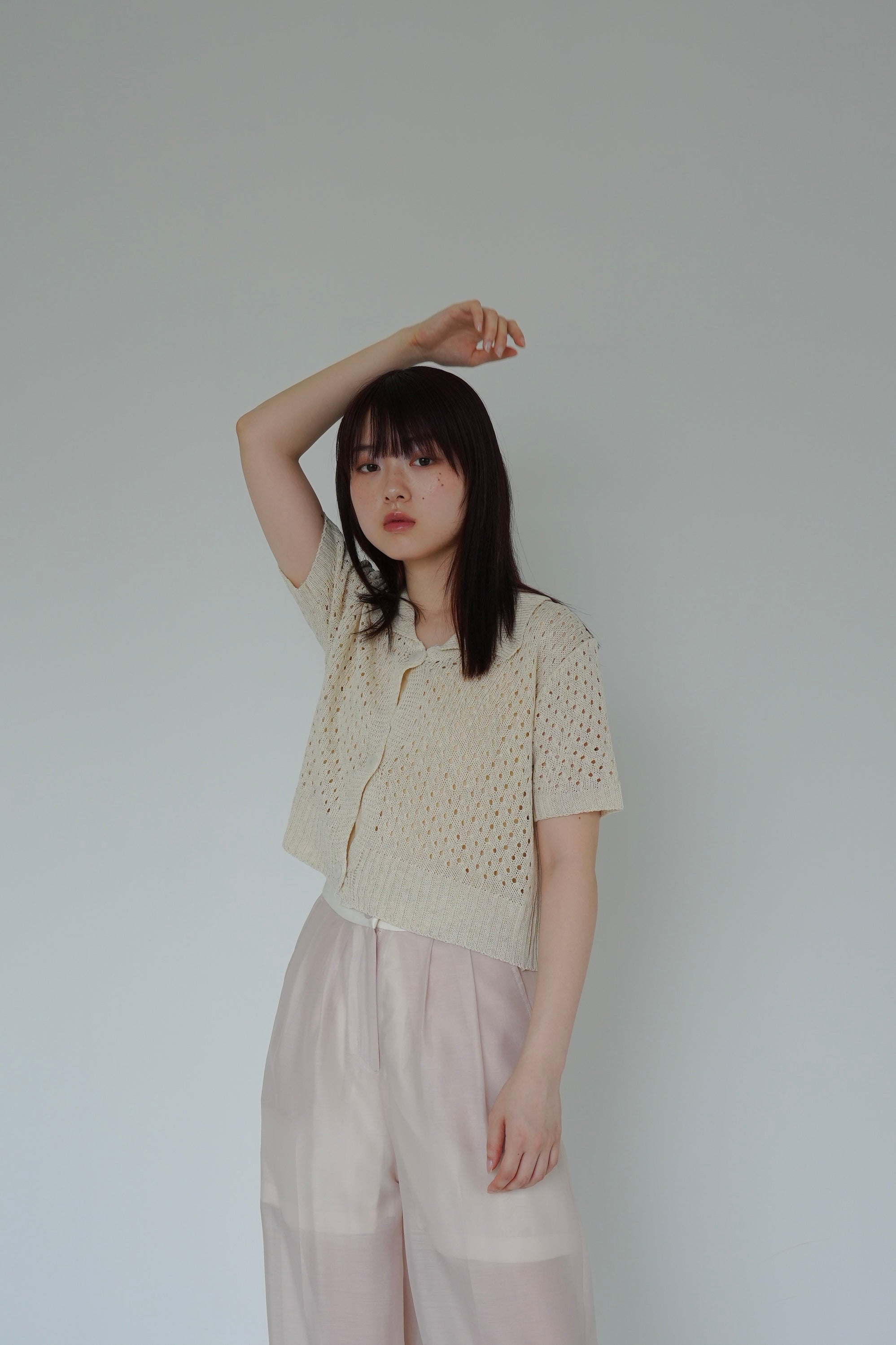 mesh knit cardigan