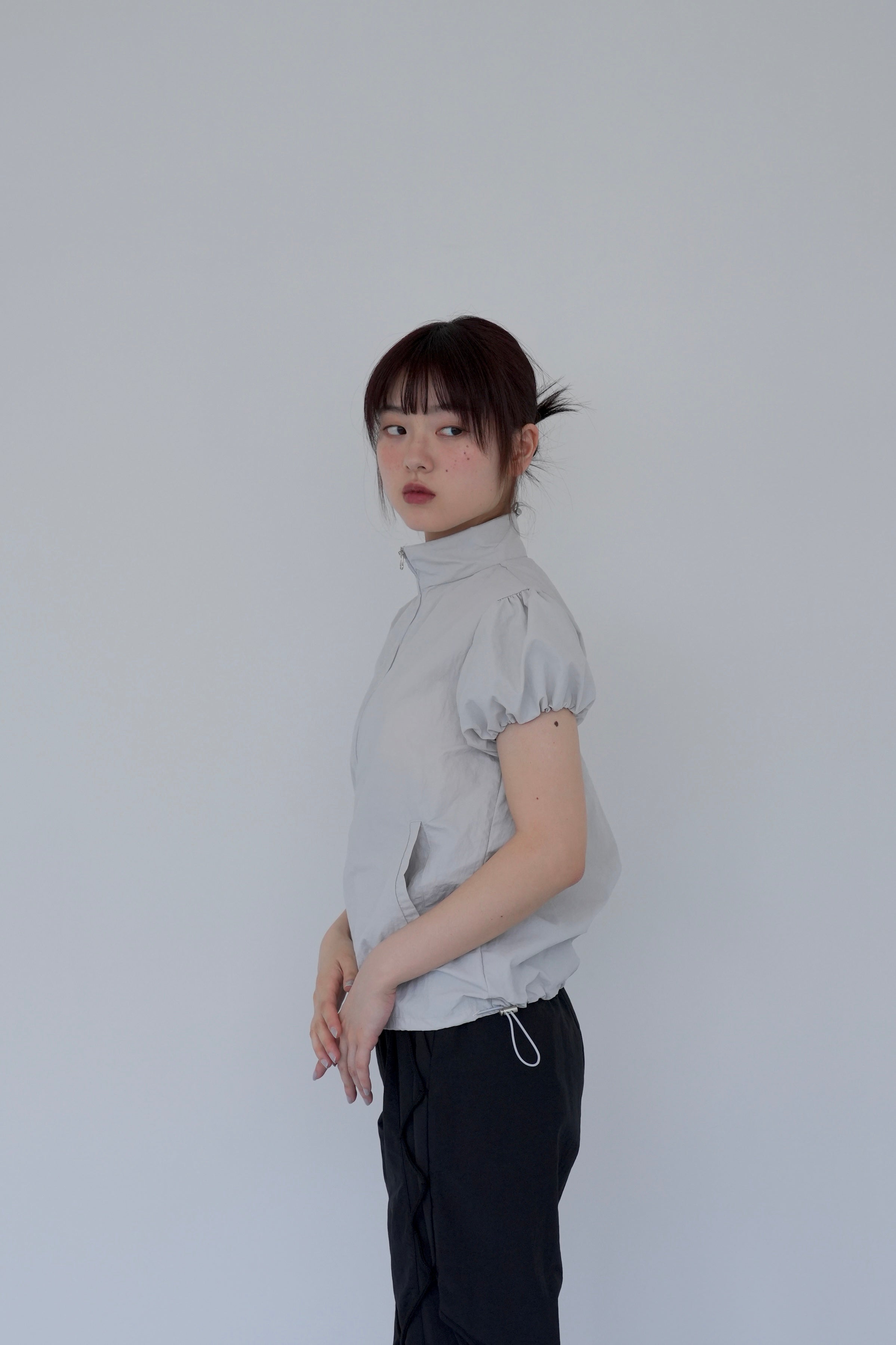 puff sleeve nylon tops