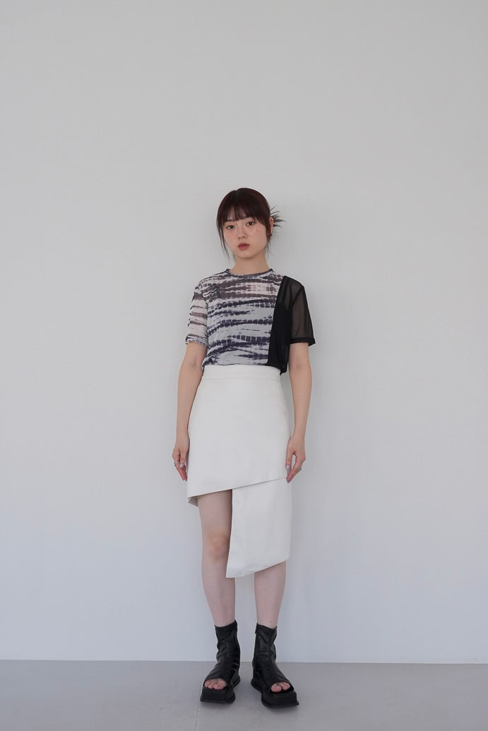 fake leather asymmetry skirt