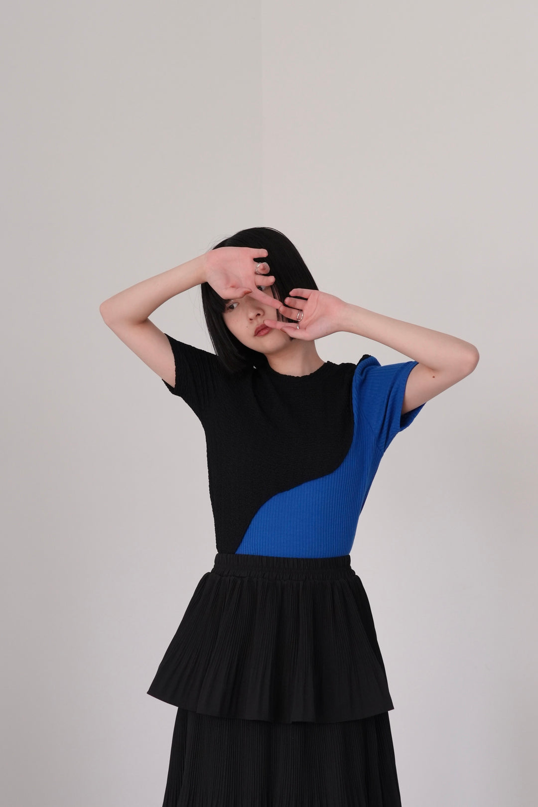 bicolor half sleeve tops