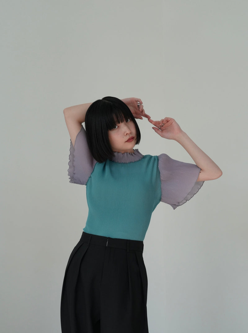 mellow pleats bicolor tops