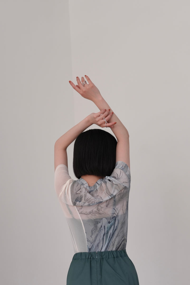 marble sheer switching tops
