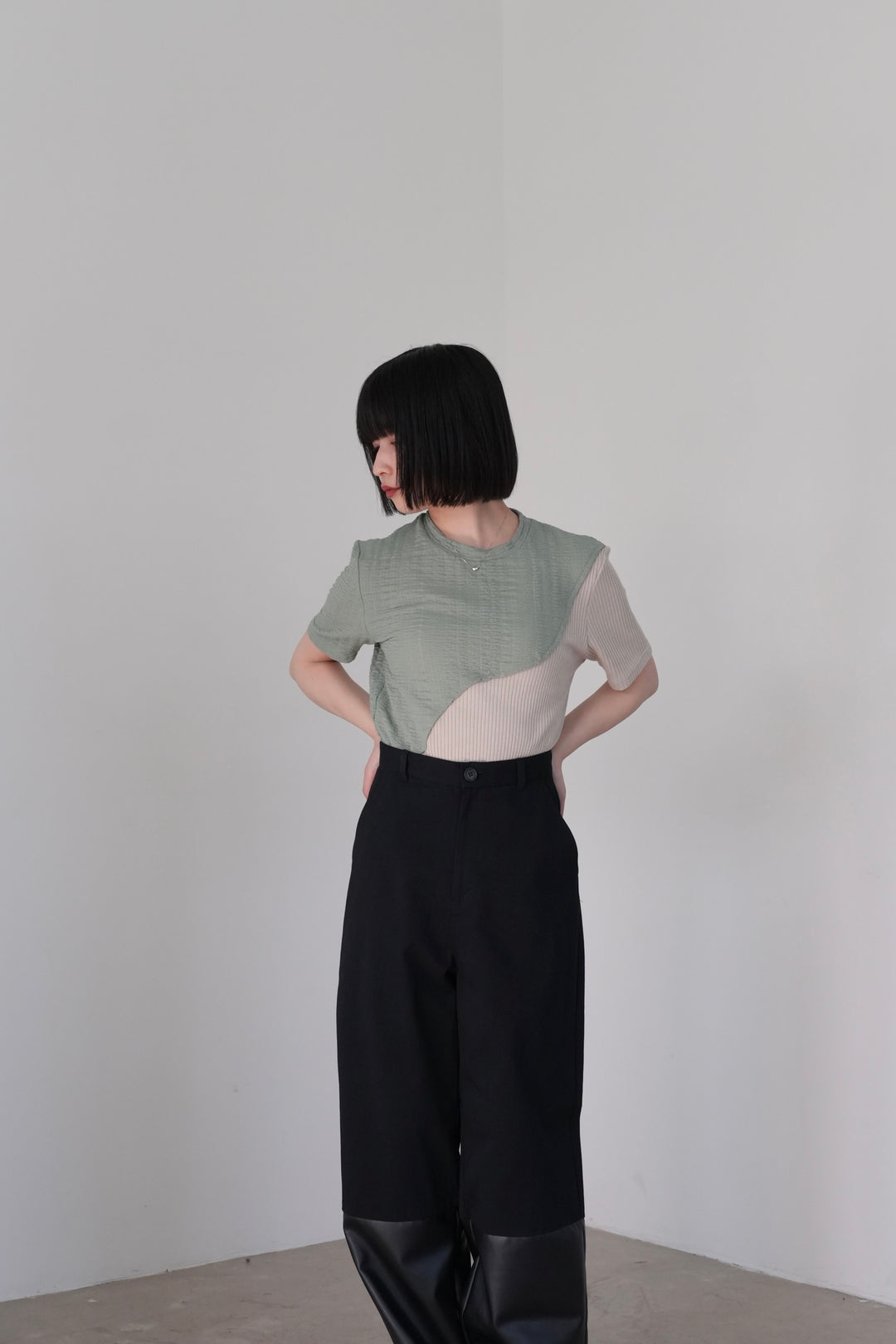 bicolor half sleeve tops