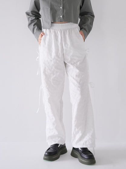 flower side ribbon pants