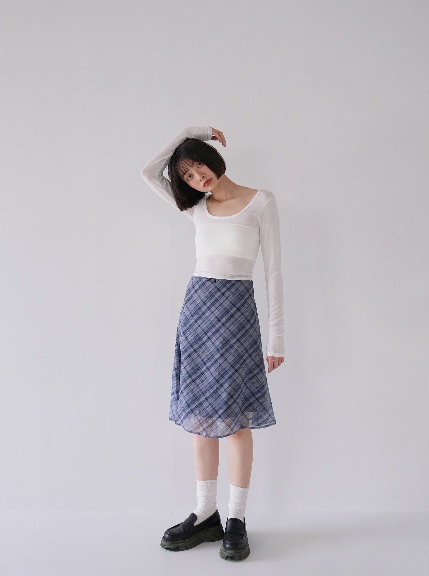 check flare skirt – Uenui