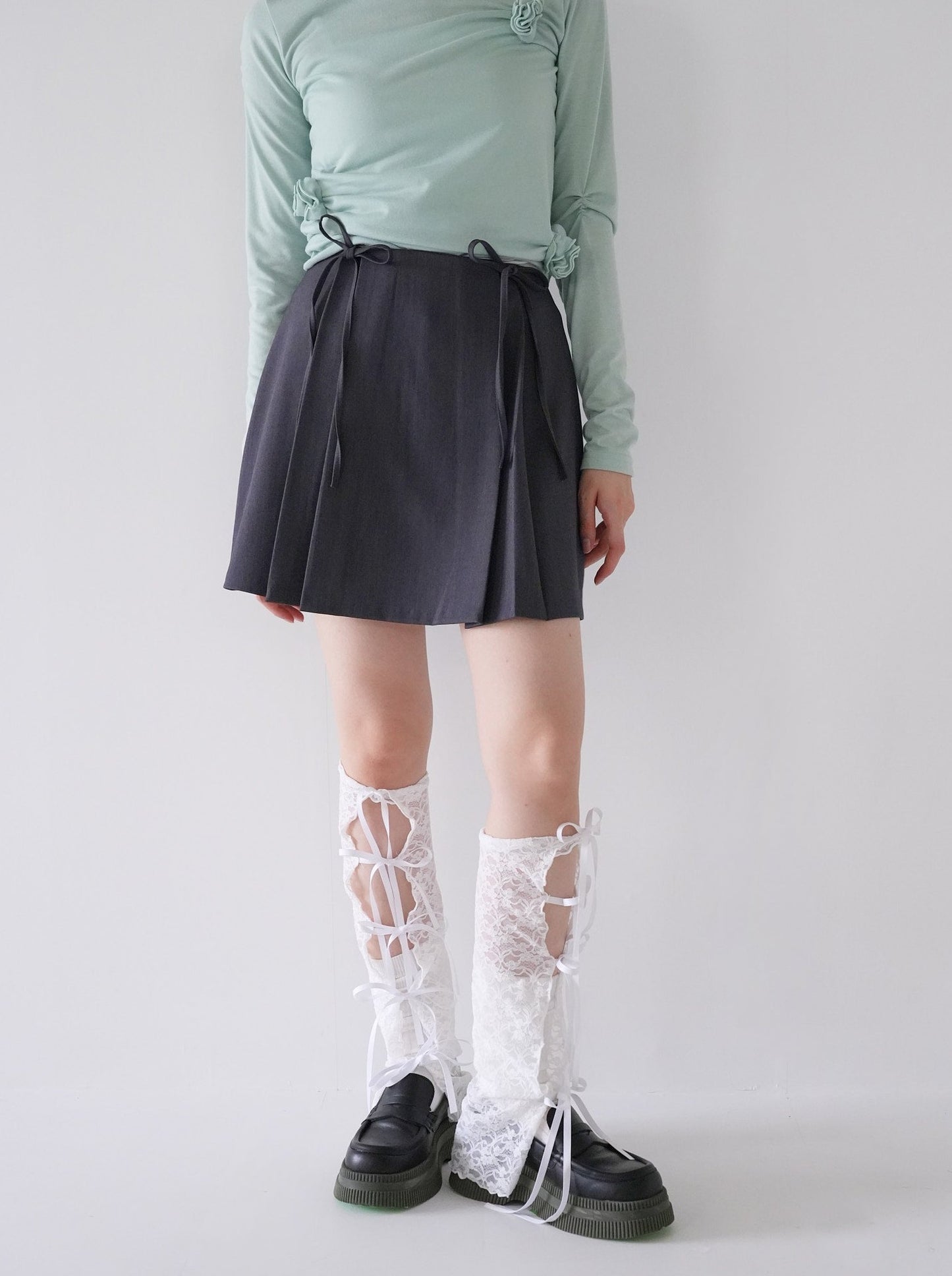 waist ribbon mini skirt