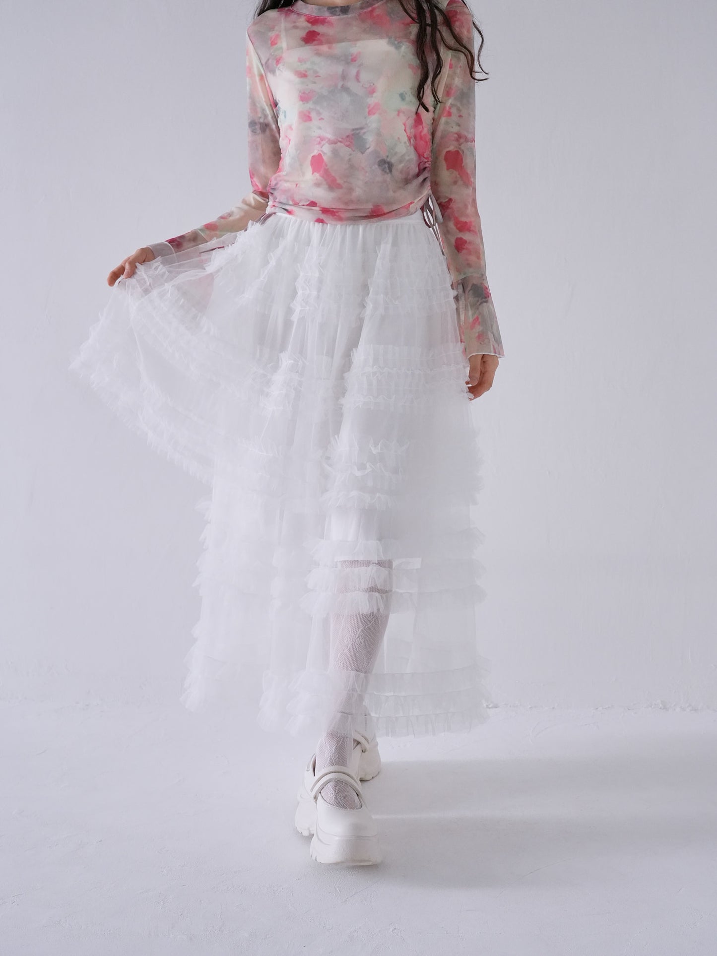 volume frill tiered skirt