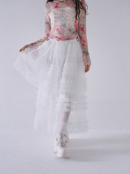 volume frill tiered skirt