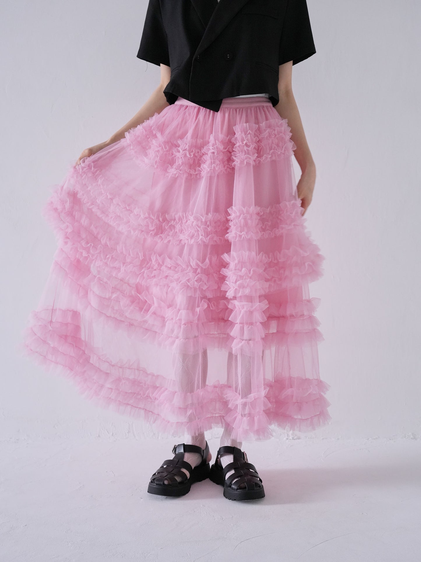 volume frill tiered skirt