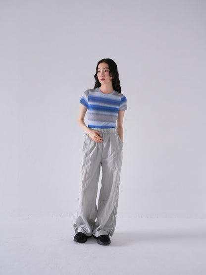 side ribbon nylon pants