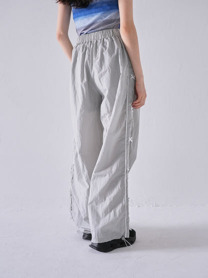 side ribbon nylon pants