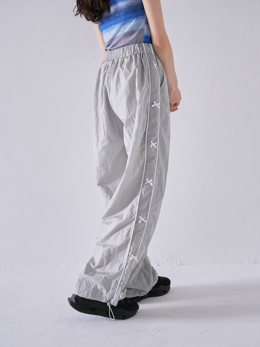 side ribbon nylon pants