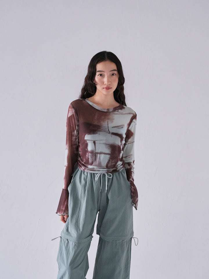 string gather sheer tops