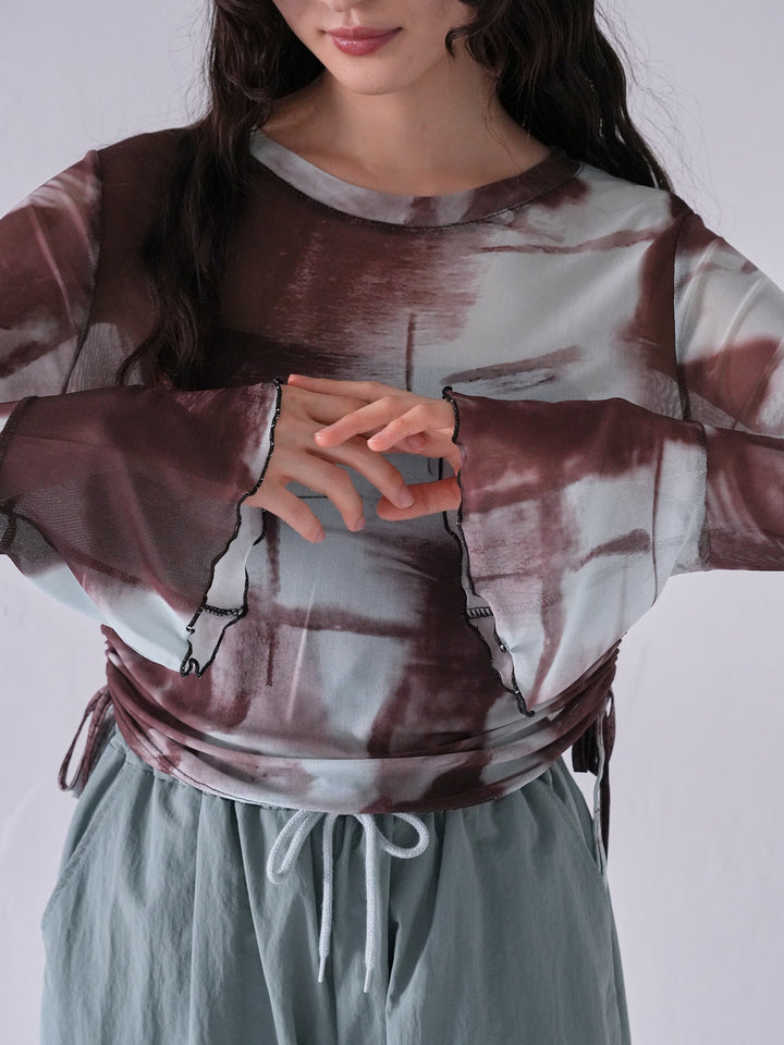 string gather sheer tops