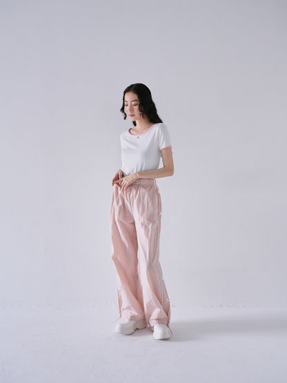 side ribbon nylon pants