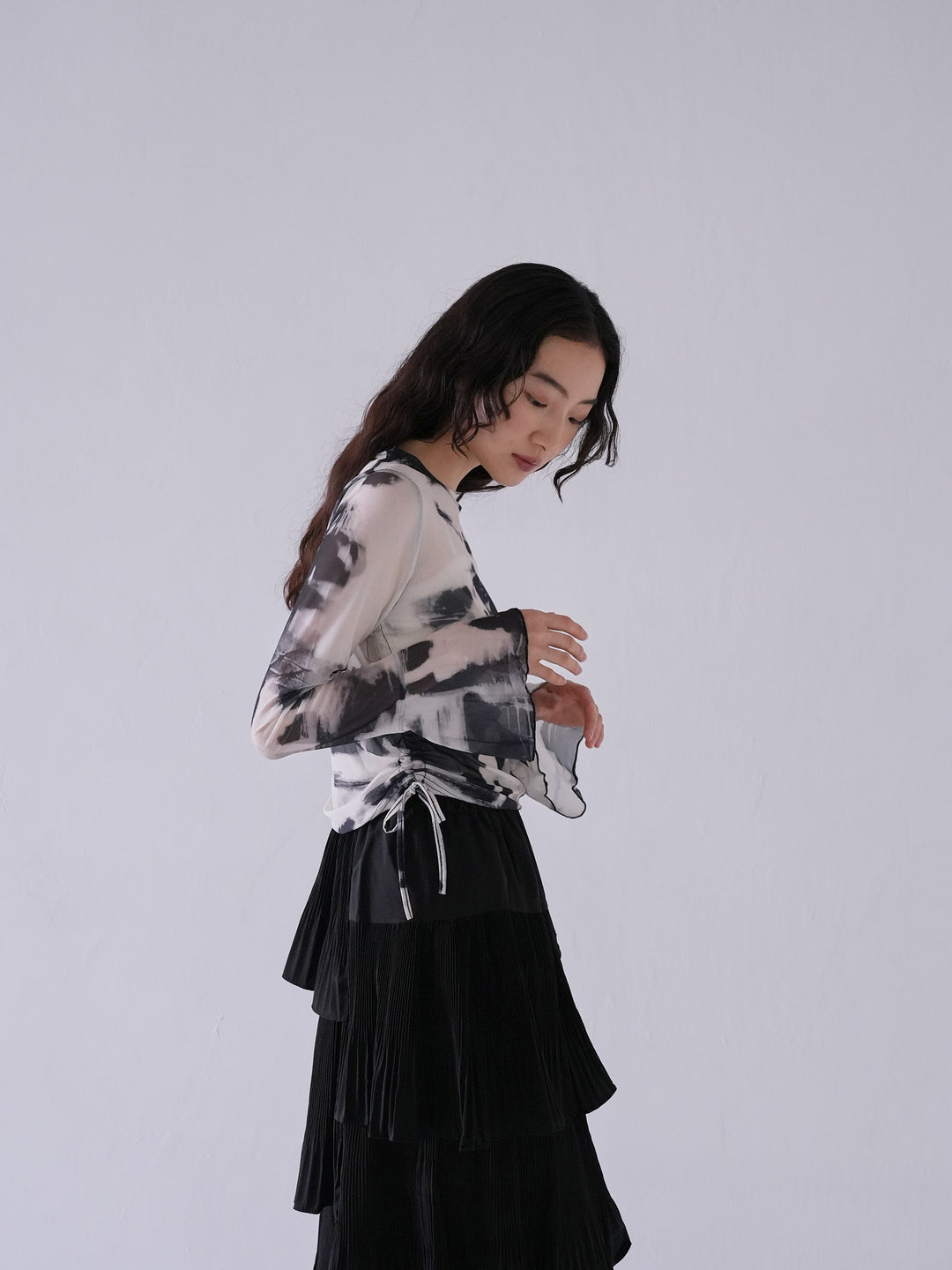 string gather sheer tops