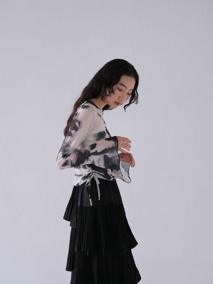 string gather sheer tops