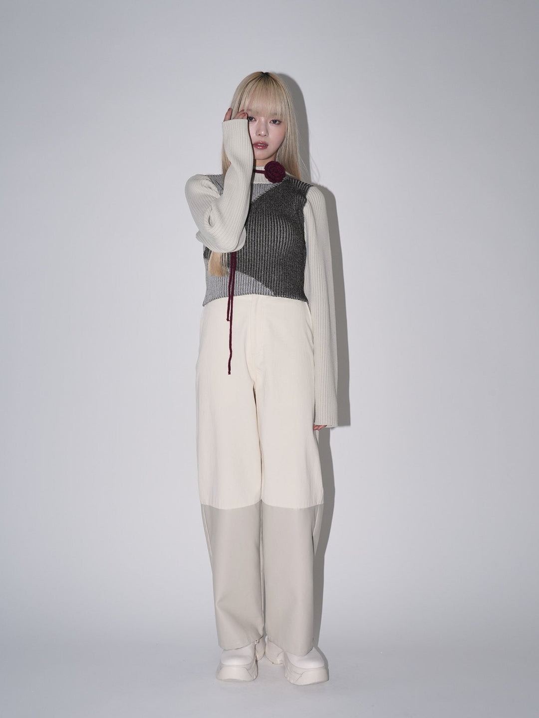 fake leather switching pants