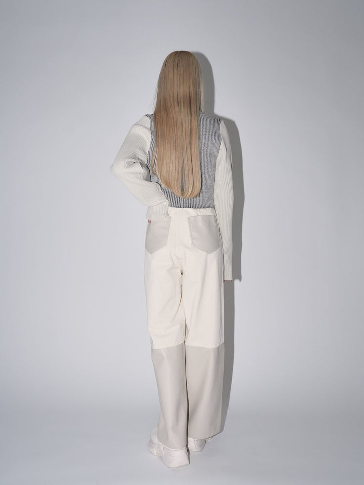 fake leather switching pants