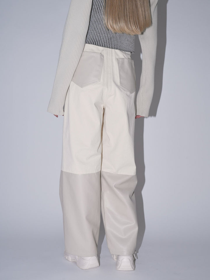fake leather switching pants
